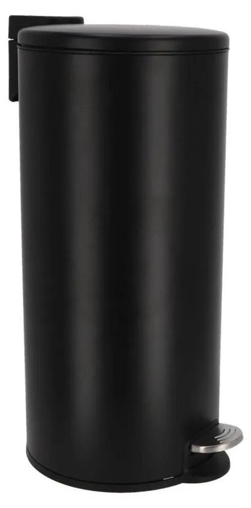 Poubelle de cuisine 30 litres noire à pédale en acier pour vos déchets