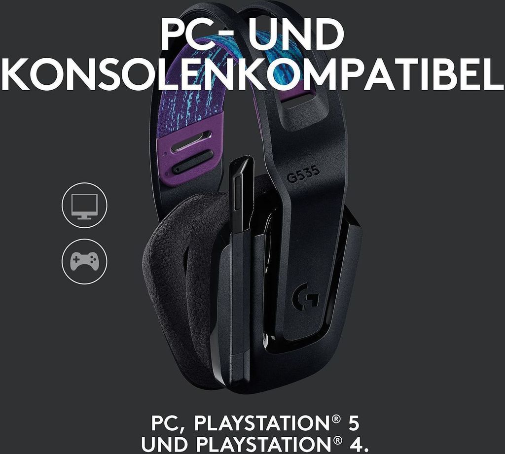 Logitech G G535 Kopfhörer Kabellos Kopfband Gaming Schwarz Produktbild 4