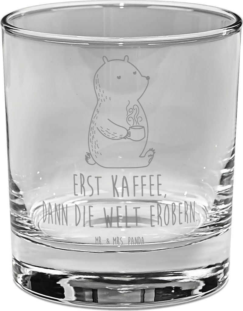 Mr. & Mrs. Panda Glas Bär Kaffee - Transparent - Geschenk, Cocktailglas, Tumbler, Morgenroutine, gravur, Bären, Teddybär, Coffee, Longdrinkglas,...