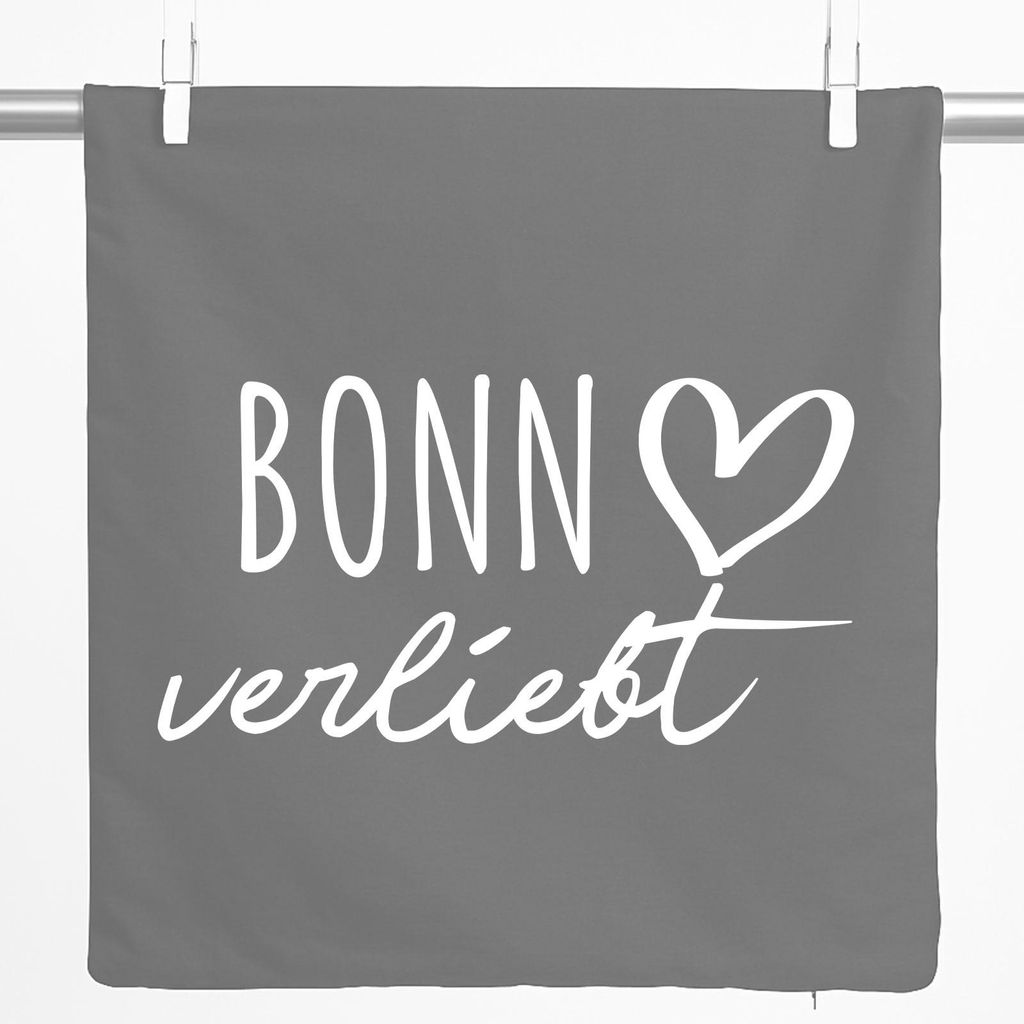 Huuraa Kissenbezug Bonn verliebt 40x40cm Steel Grey Baumwolle Dekokissenbezug Geschenkidee