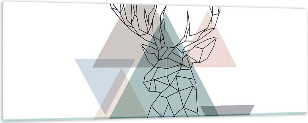 Bilder auf glas - Hirsch Abstraktion - 90x30cm - Glasbilder - Wandbilder - Kunstdruck - zum Aufhängen bereit - Wanddekoration aus Glas - Glas Bild...