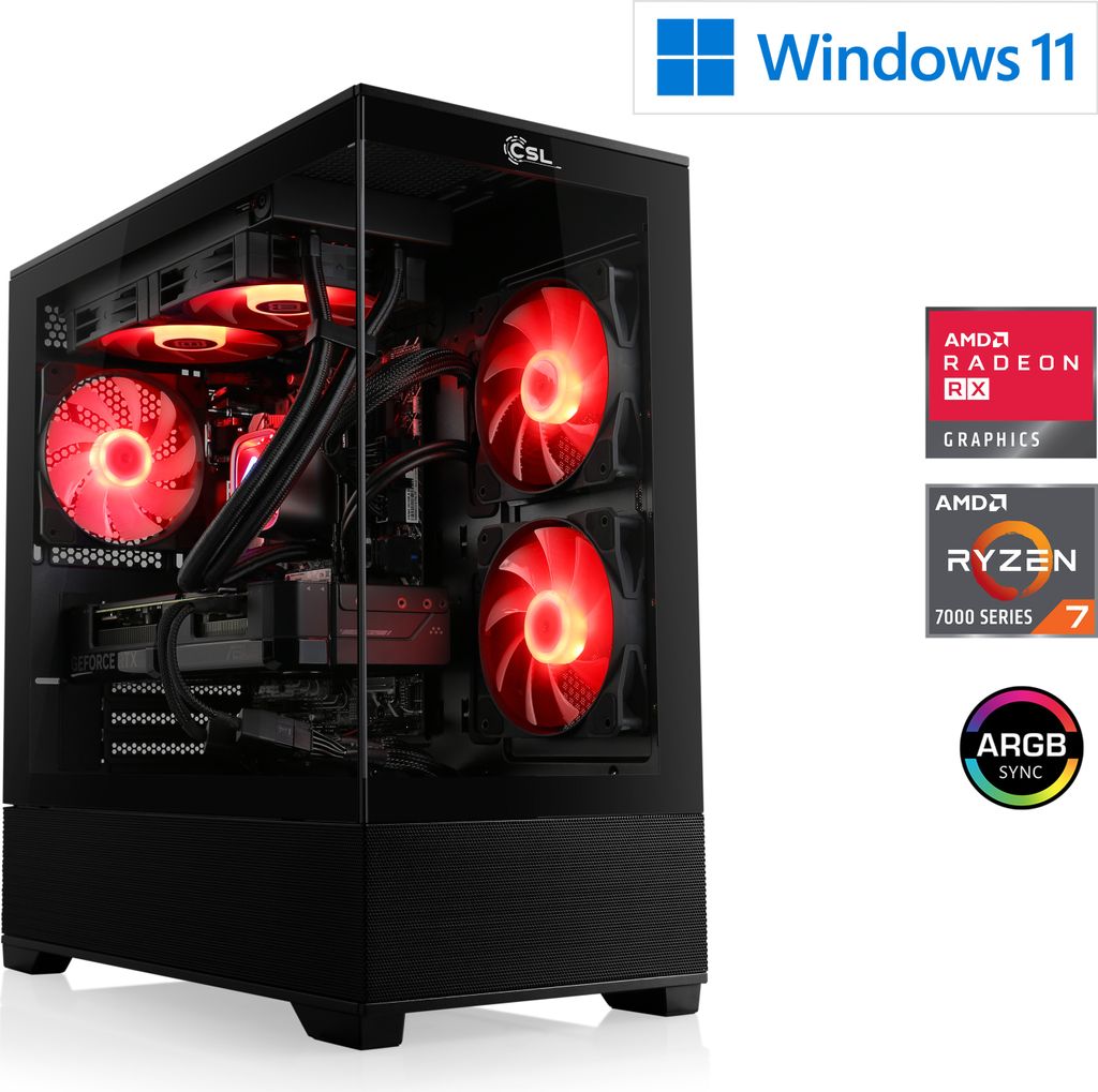 Gaming PC, AMD Ryzen 7 7800X3D, 4200 MHz, Radeon RX 9070 XT, 32 GB DDR5, 2000 GB, Windows 11 Home, USB 3.2 | M12210H