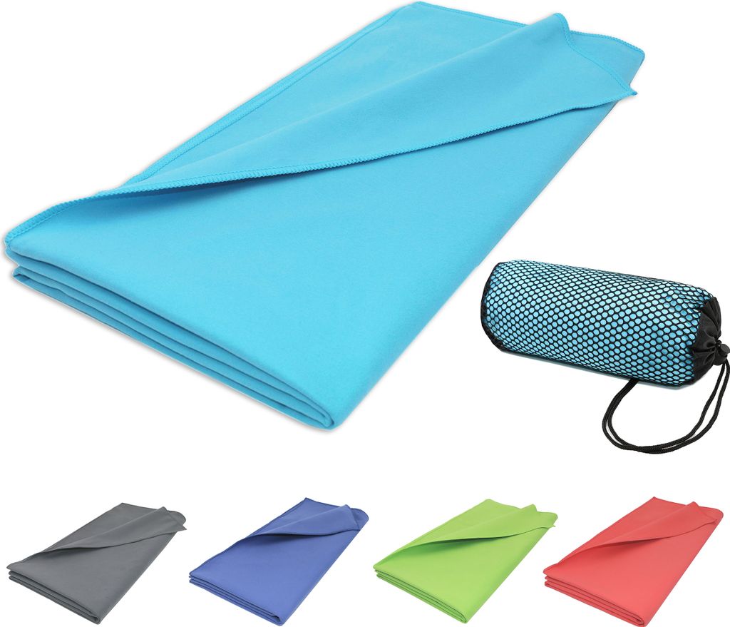Sporthandtuch Mikrofaser, 90x180 cm, türkis, mit Produktbild 