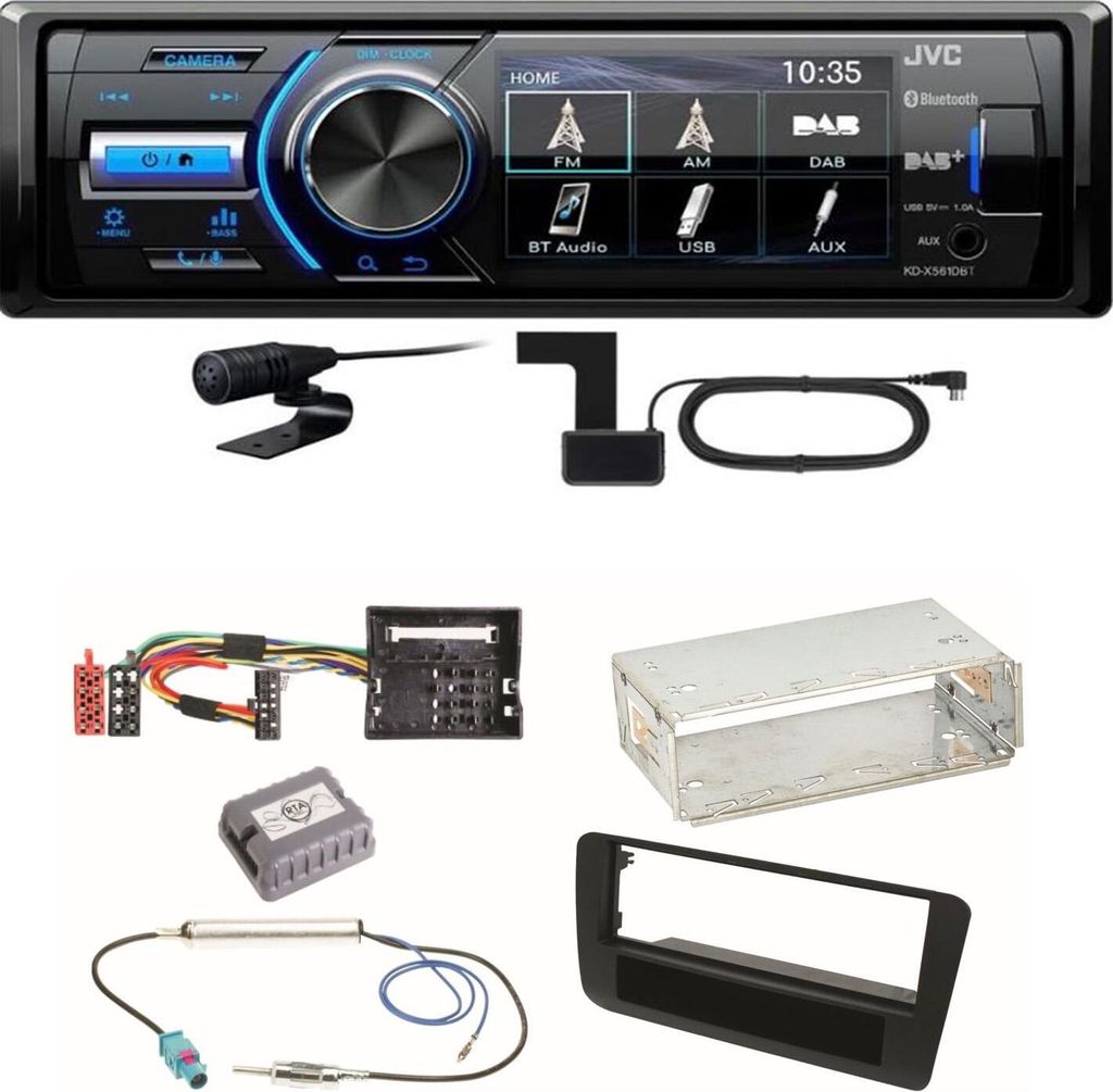 JVC KD-X561DBT Digitalradio Bluetooth USB MP3 FLAC WAV Einbauset für Audi A1