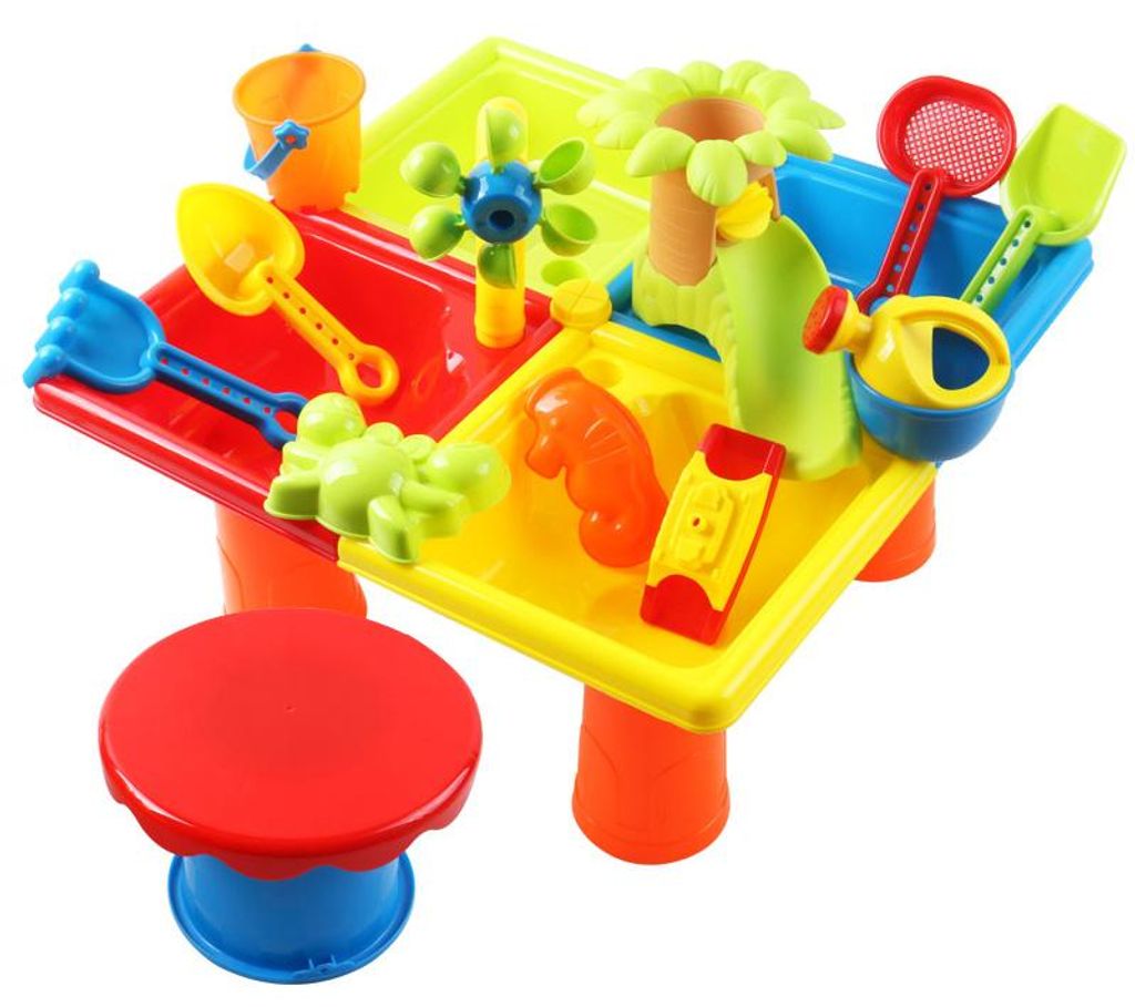 25 Teilen Großer runder Sand- und Wassertisch für Kinder, Strandspielzeug Sandkasten Wasserspielzeug, Buddel- und Planschset mit Zubehör