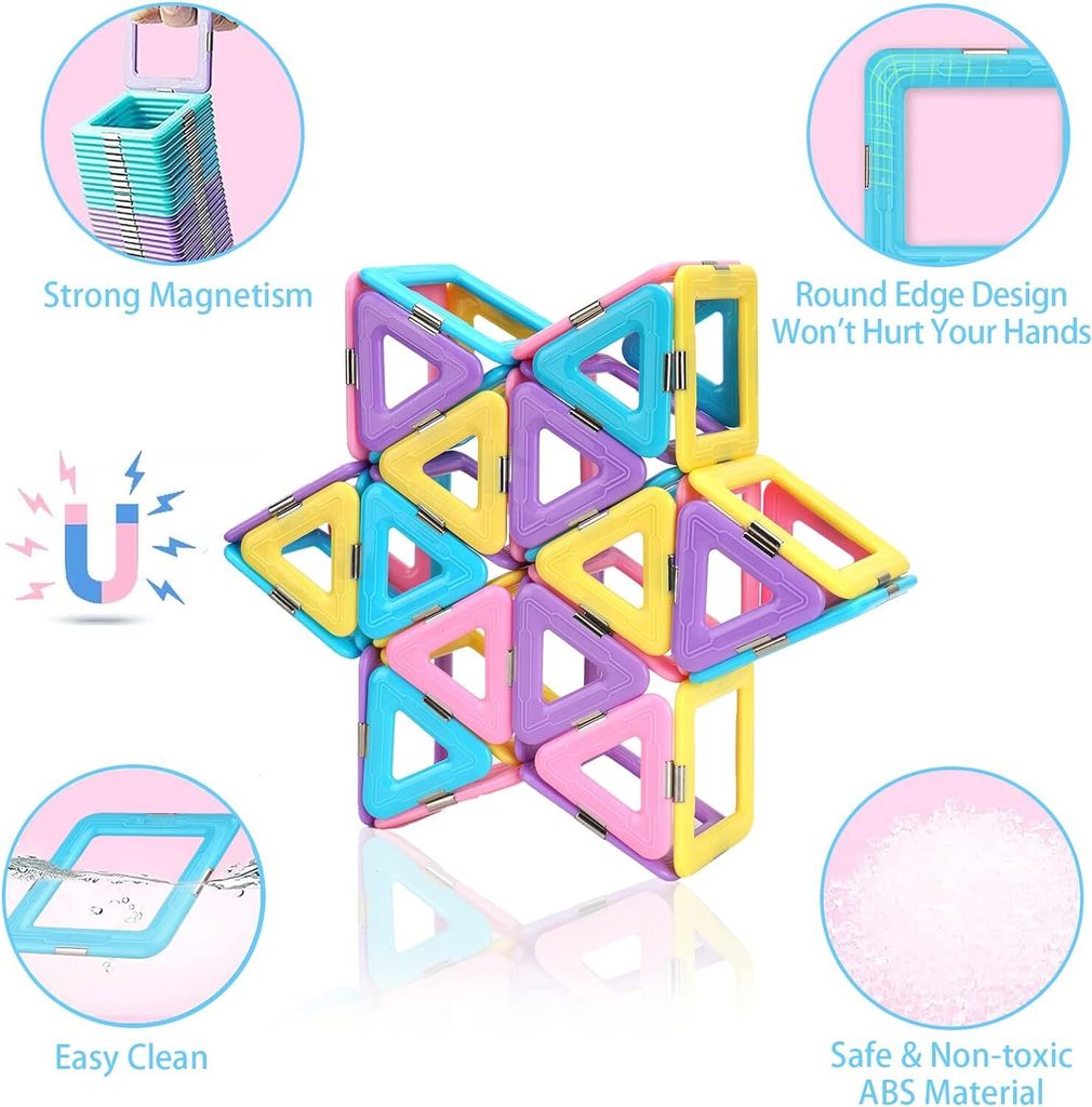Magnetische Bausteine Spielzeug, Magnetspielzeug Magnete für Kinder, Weihnachten Geburtstag Magnetbausteine Geschenk ab 3 4 5 6 7 Jahre Junge Mäd...