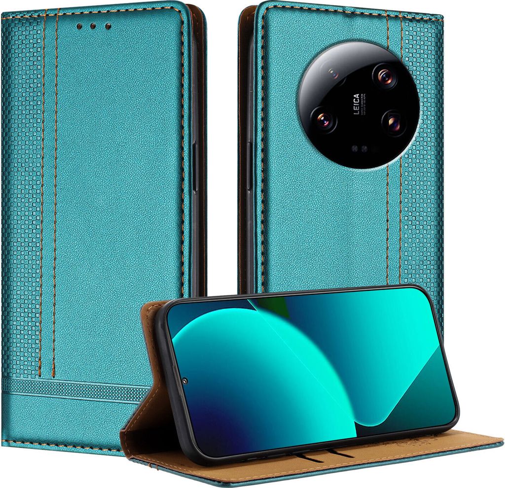 Handyhülle für Xiaomi 13 Ultra Leder Flip Klappbare Schutzhülle mit Standfunktion Grün