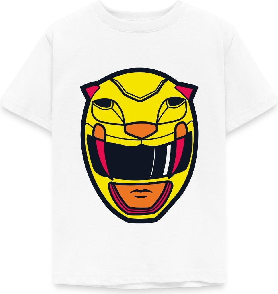 Spreadshirt Power Rangers Gelber Ranger Helm Kinder T-Shirt, 110/116 (5-6 Jahre), Weiß