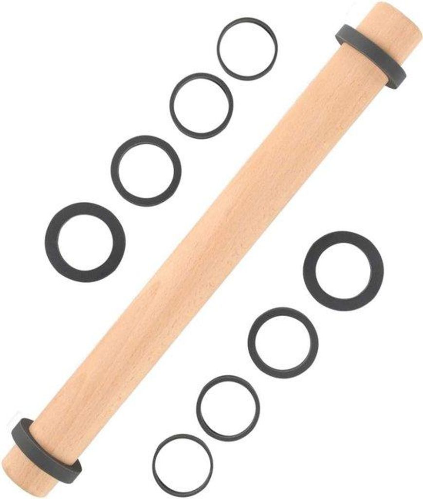 Holzboden Deegroller mit Entfernbarer Silikonkappe - Backzubehör für Pizza, Kekse und Mehr (40cm)