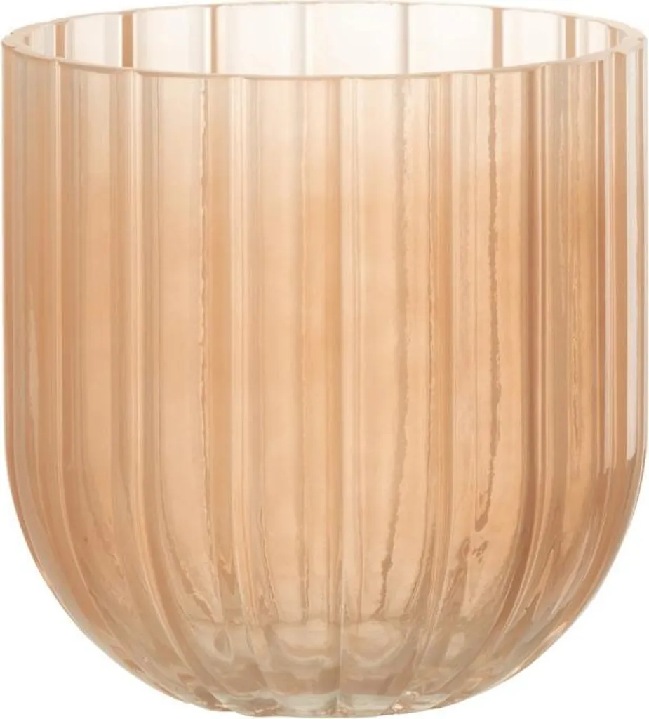 Vase en verre pêche à rayures J-Line Yoni Small pour fleurs séchées