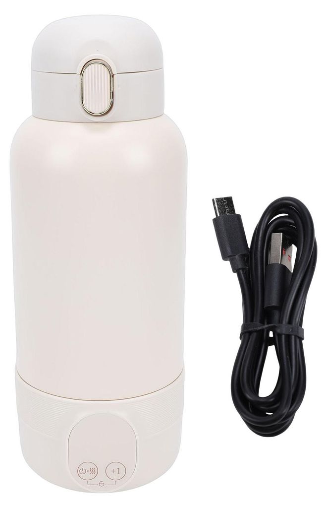 Kabelloser, tragbarer Milchwärmer für unterwegs, 500 ml Fassungsvermögen, batteriebetriebene Flasche, genaue Temperaturregelung
