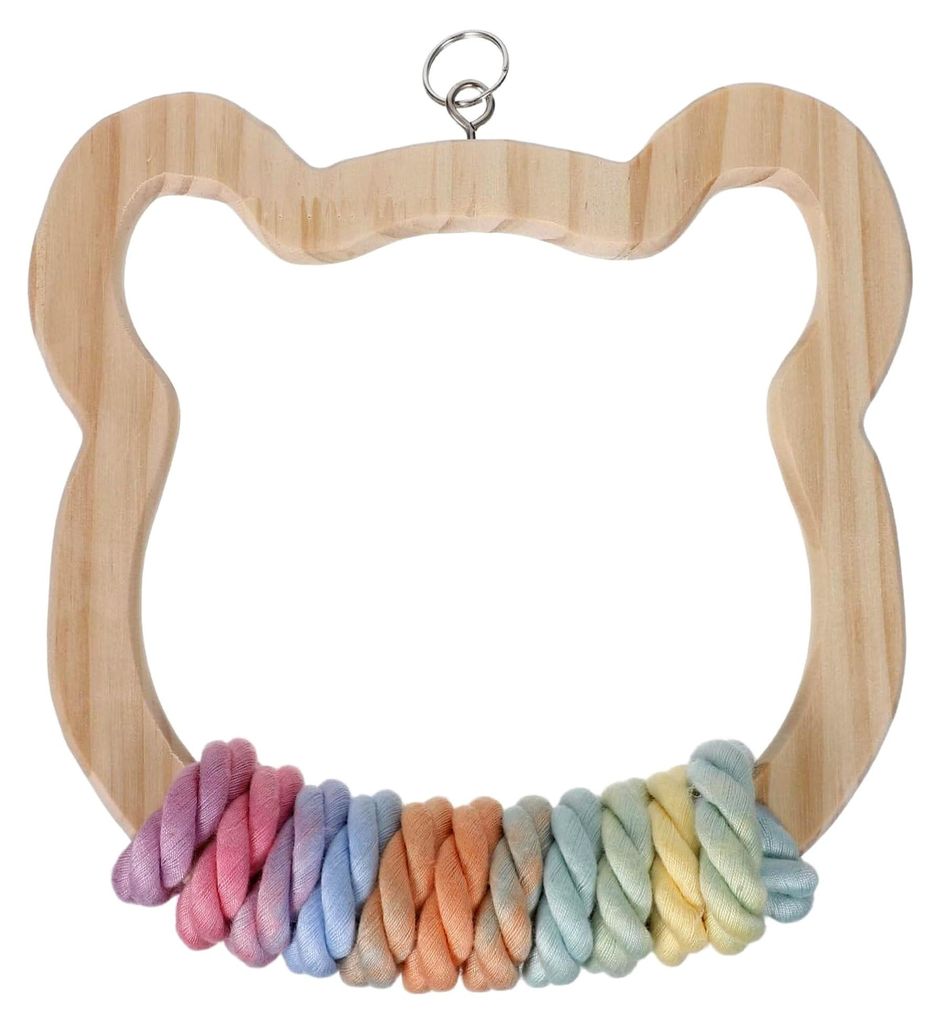 Vogelspielzeug aus Holz mit Baumwollseil für Papageienkäfige, Sitzstange und Schaukelspielzeug zum Kauen für Wellensittiche, Sittiche und Unzert...