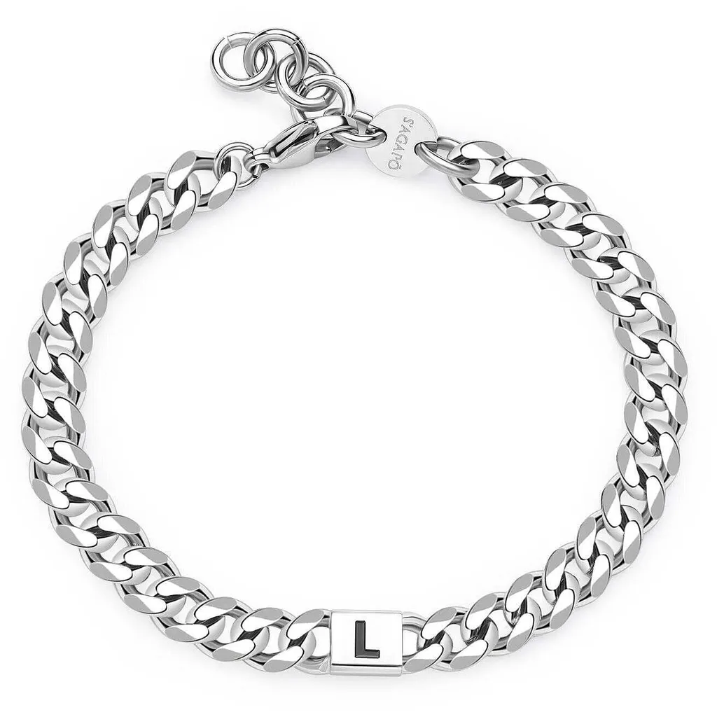 Gioielli Sagapò Monogram: Bracciale Uomo in Acciaio Rodiato