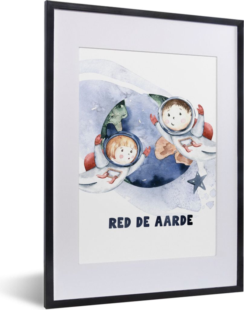 MuchoWow Gerahmtes Poster Rette die Erde' - Sprichwörter - Zitate - Jungen - Mädchen - Kinder 30x40 cm - Poster mit Schwarzem Bilderrahmen Wand...