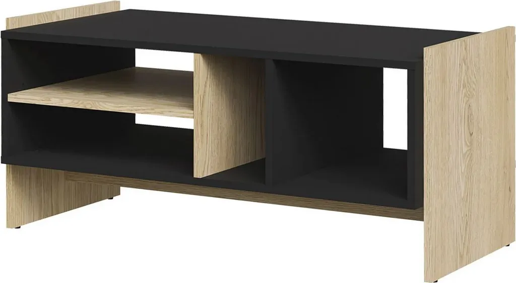 Table de salon ILOFA chêne crémone avec pieds noirs pour intérieur chic