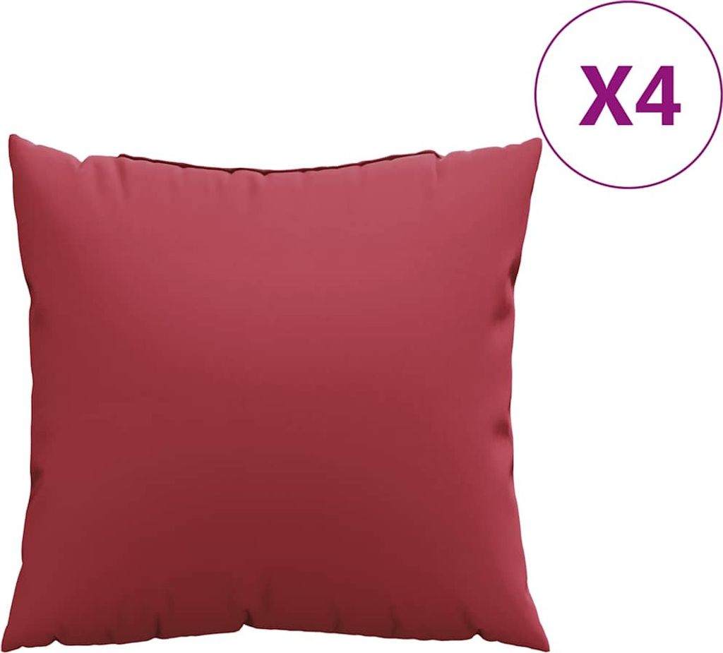 vidaXL Sofakissen 4 Stk. Weinrot 50x50 cm Stoff