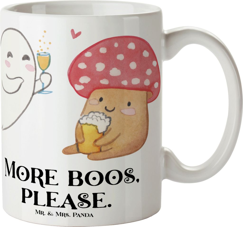 Mr. & Mrs. Panda Kaffeebecher Gespenst Prost - Weiß - Geschenk, Trinkbecher, Sekt, Kaffeetasse, Fliegenpilz, Becher, Geschenke, Keramiktasse, Tass...