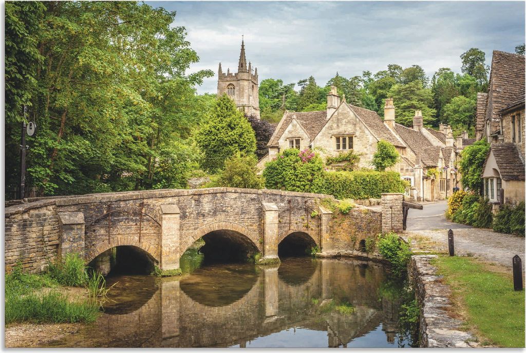 ARTland Wandbild Alu für Innen & Outdoor Dorf Castle Combe, Wiltshire, England Größe: 30x20 cm