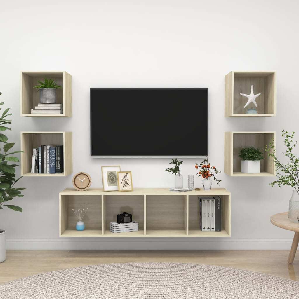 Maison Exclusive - 5-tlg. TV-Schrank-Set Sonoma-Eiche Holzwerkstoff