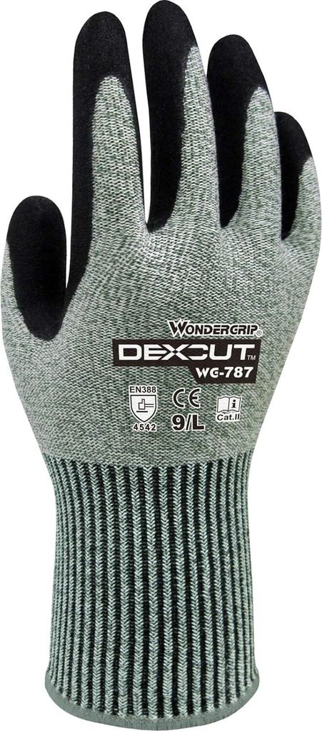 Schnittfester Arbeitshandschuh WONDER GRIP DEXCUT WG-787 Nitril auf Elasthan 9/L