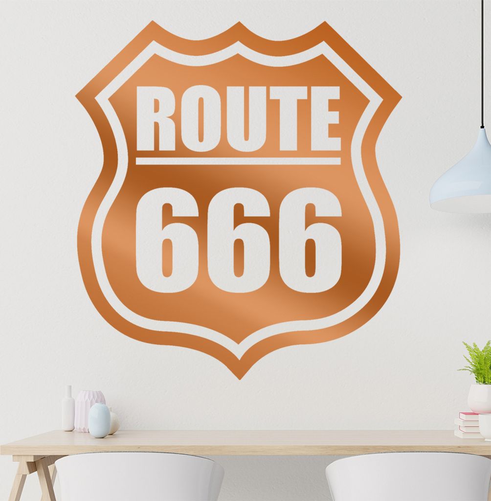 route 666 Wandtattoo in 6 Größen - Wandaufkleber Wall Sticker - Dekoration, Küche, Wohnzimmer, Schlafzimmer, Badezimmer