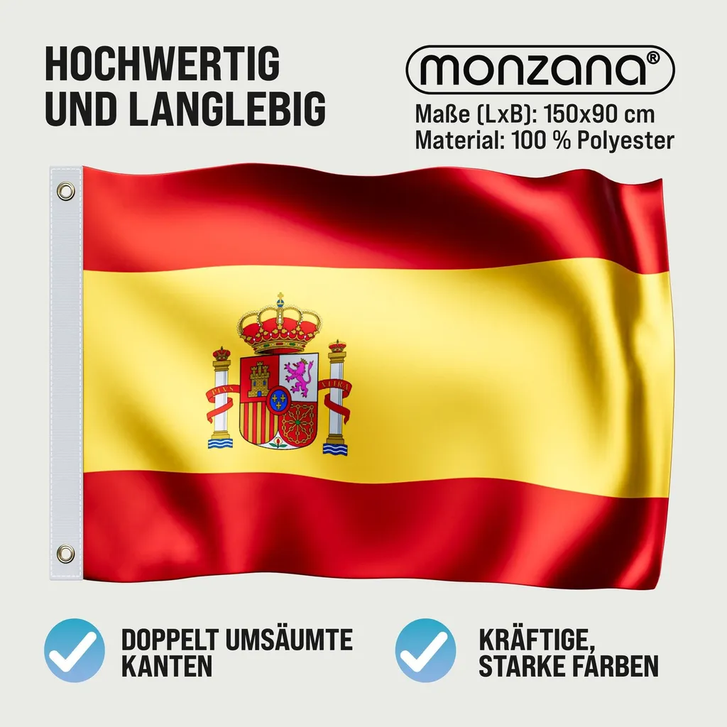 Drapeau Espagne 150x90cm avec Œillets - Maille Robuste et Couleurs Vives - 2