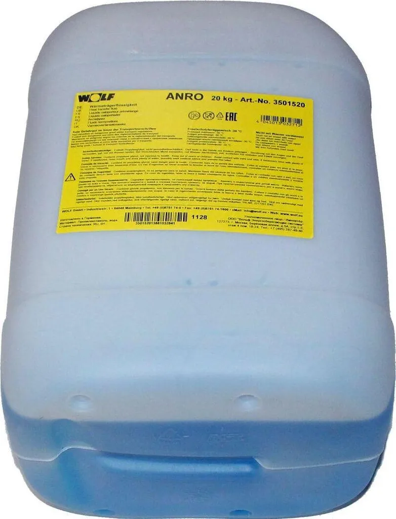 Liquide de Glycol ANRO 20kg Wolf pour Circuit Solaire et Pompe à Chaleur