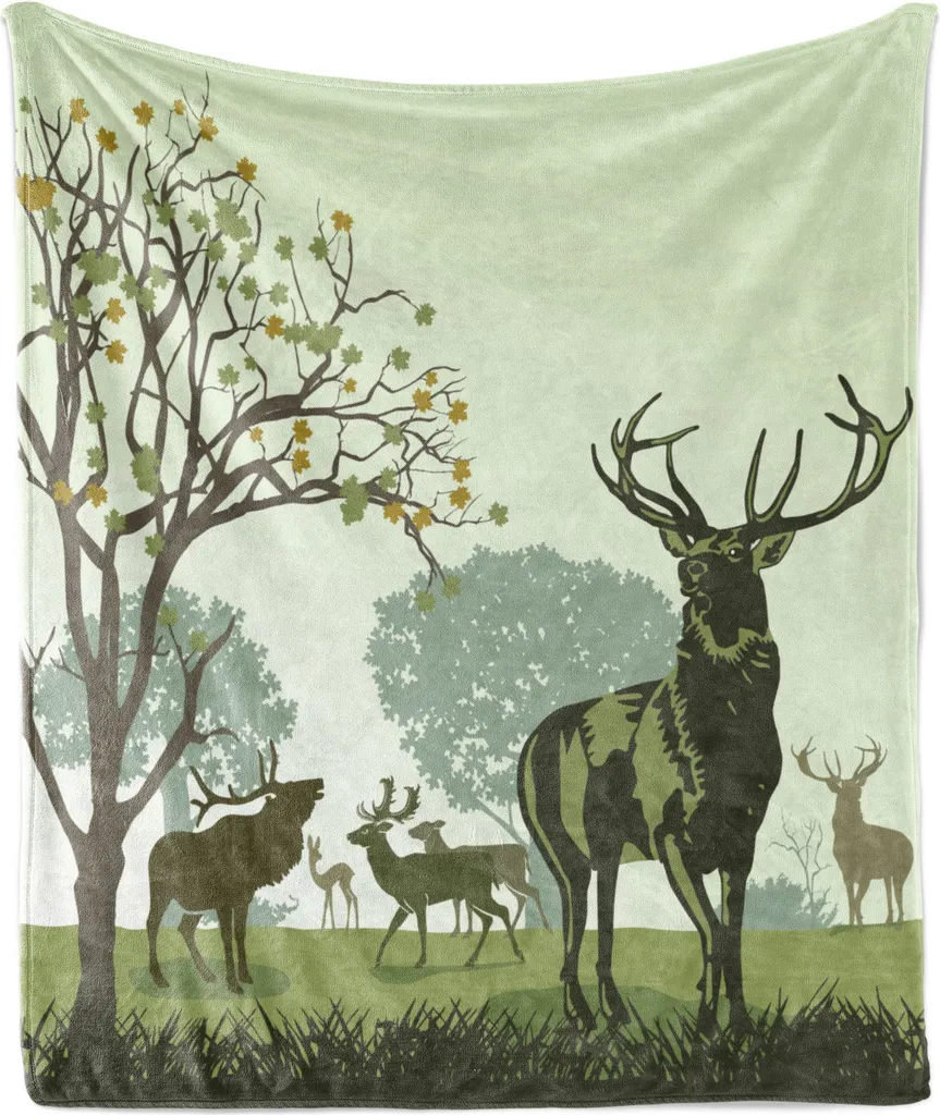 Coperta Leggera Campeggio ABAKUHAUS 175x230 cm Verde Cervo