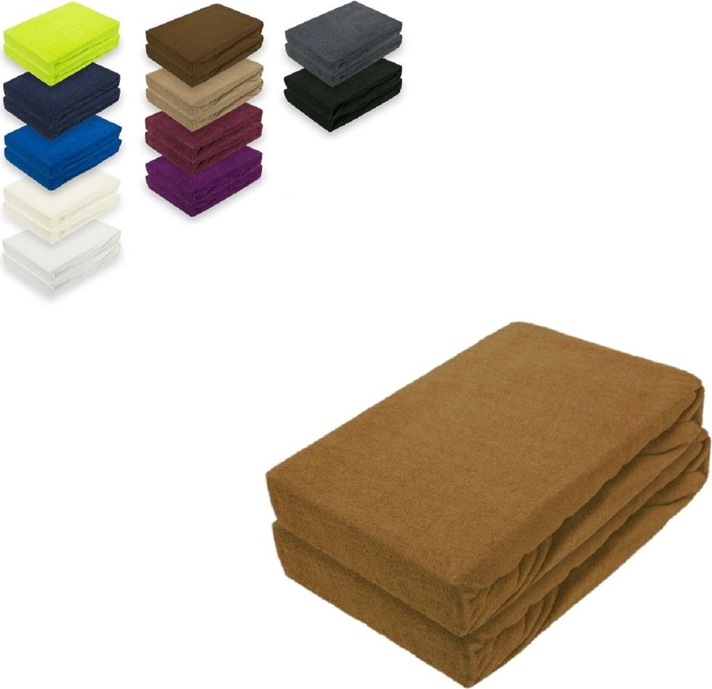 Frottee Spannbettlaken Doppelpack Rundumgummizug 60 - 70 x 140 cm Nougat