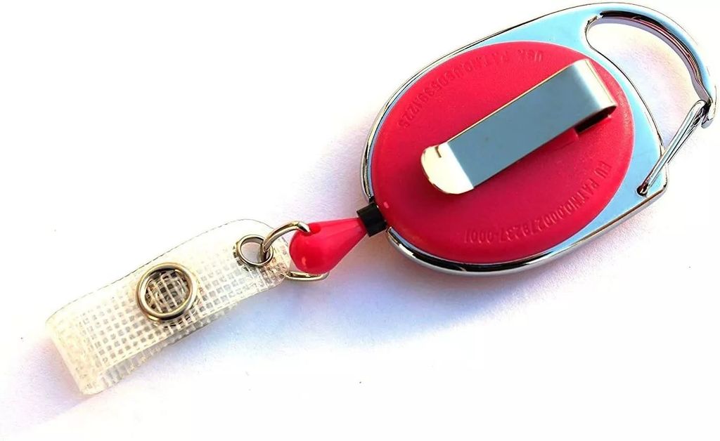 2x PINK Ausweisjojo Schlüsselanhänger Jojo Zipper oval mit Druckknopf Lasche & Gürtelclip für Ausweishüllen Karten Hüllen Schlüssel Halter ...