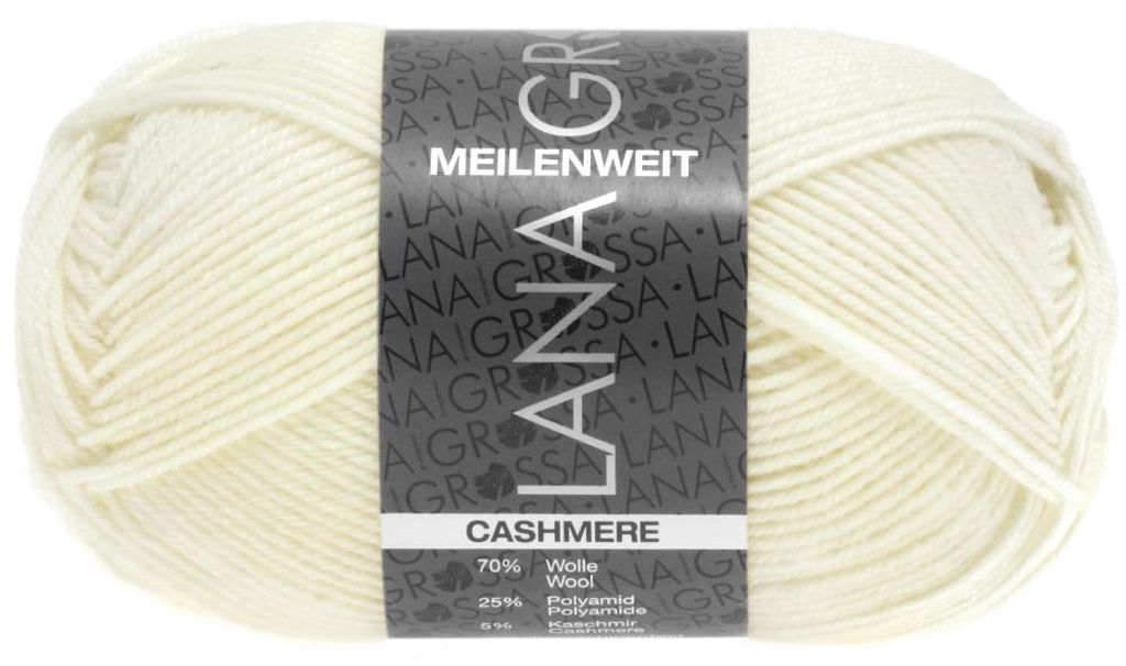 Lana Grossa - Meilenweit 4-fach 50g Cashmere 0001 weiß Produktbild 