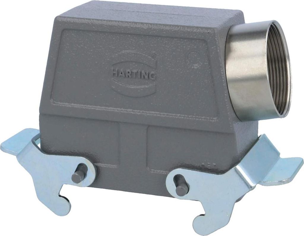 HARTING Han 16B Tüllengehäuse hoch, 1xM40 seitlicher Kabelabgang, mit 2 Querbügeln Verschraubung M40 Klemmbereich