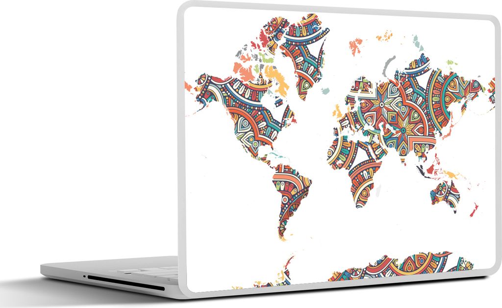 MuchoWow Laptop Aufkleber Sticker Cover Weltkarte - Dekoration - Farben 31x22.5 cm - Laptop-Deko