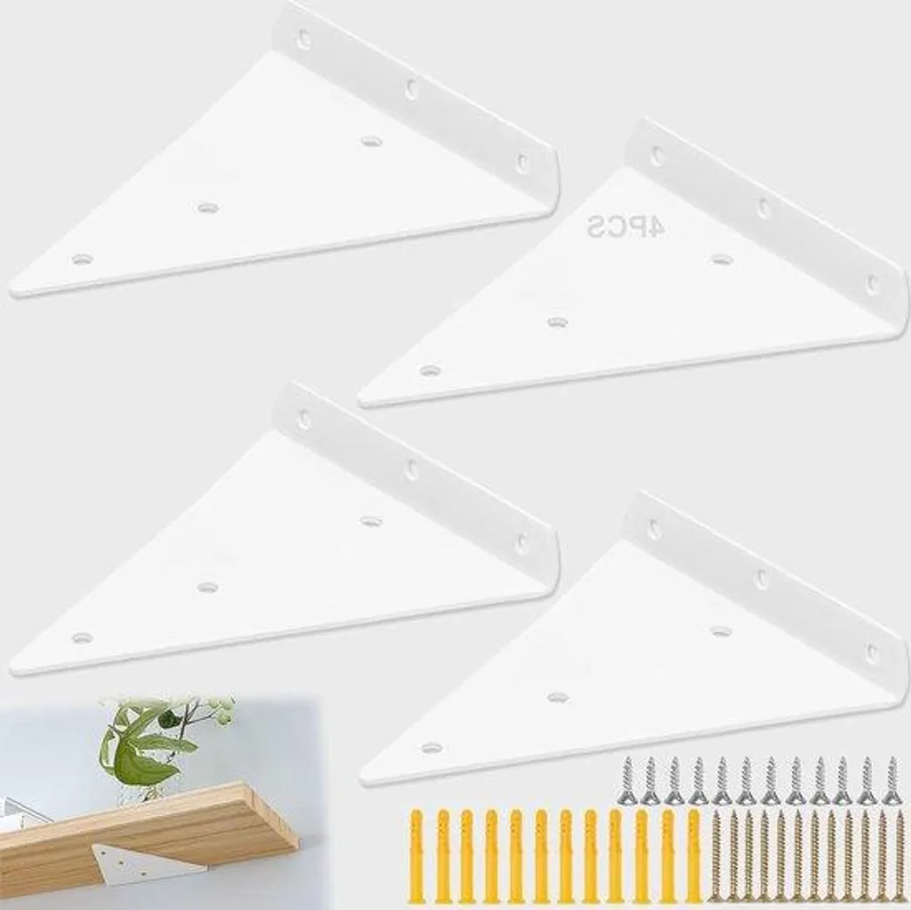 Lot de 4 Étagères Triangulaires Blanches 17 x 13 cm pour Déco Murale