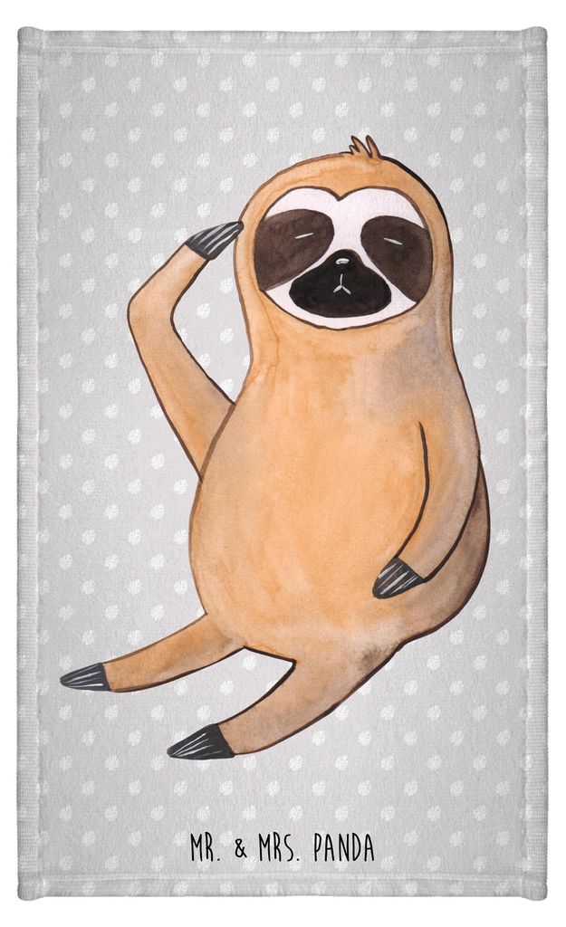 Mr. & Mrs. Panda Handtuch Faultier Vogel - Grau Pastell - Geschenk, Frotteetuch, Gäste-WC, Frotteehandtuch, Spinner, Müde, Nachdenklich, Klein, f...