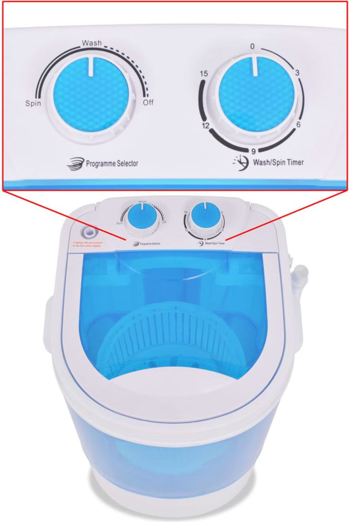 vidaXL Mini pralka z wirówką i 1 komorą 2,6 kg Zdjęcie produktu 3