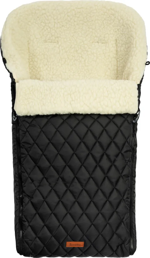 Pochette pour poussette en laine matelassée noir - Sorties mains libres