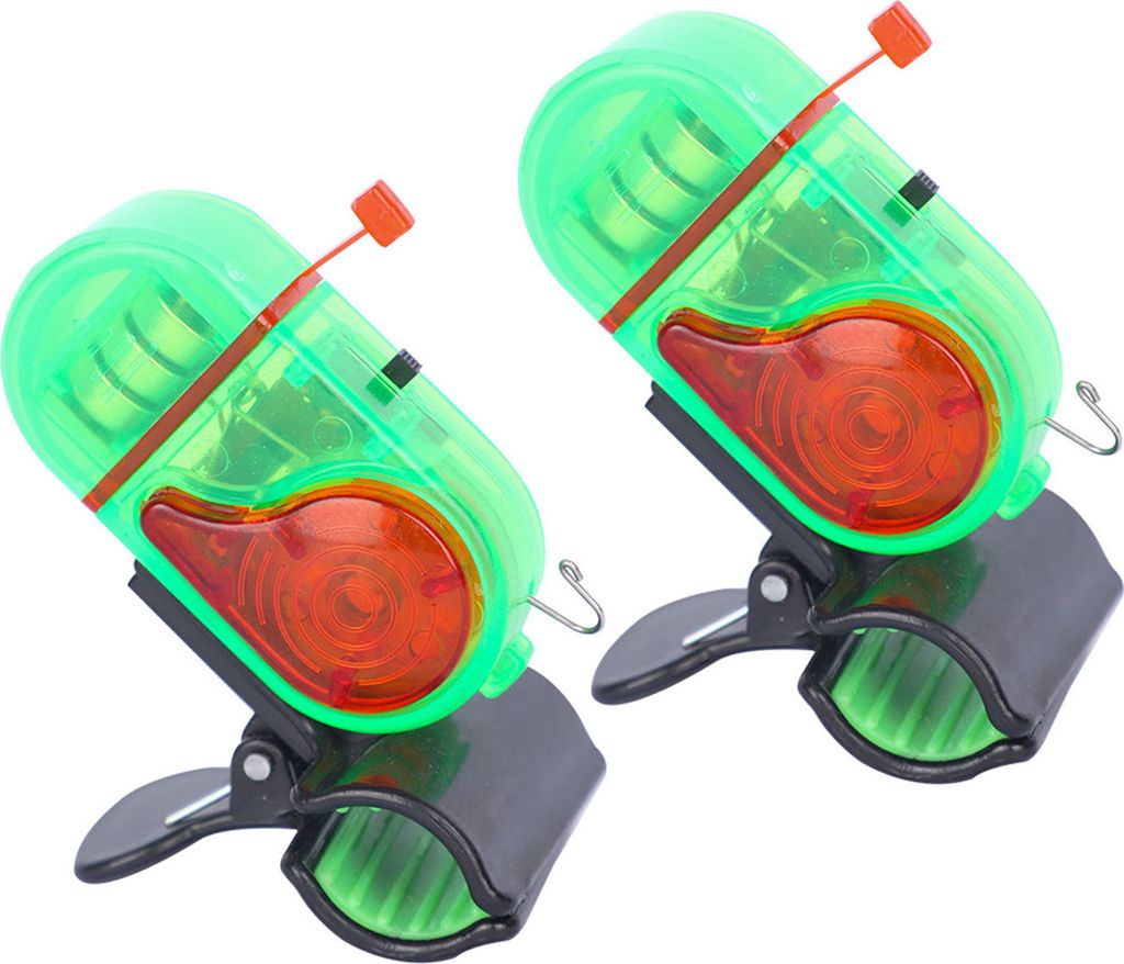 2 Stück Angelbissanzeiger mit Clip Nacht Angelruten-Alarmlicht Elektronischer Bissanzeiger Schlagsensor LED-Lampe Meeresangelzubehör