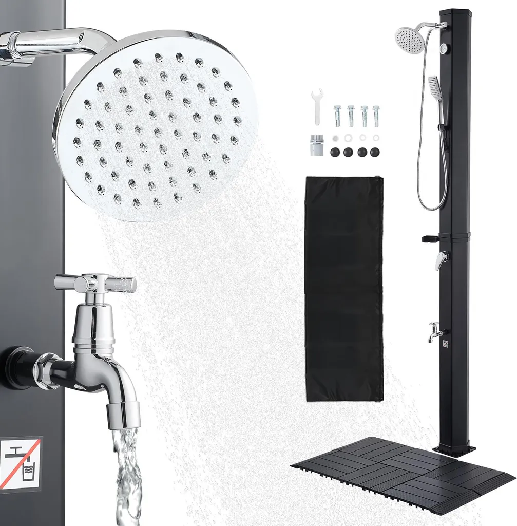 Douche de piscine solaire avec rince-pieds pour camping et plage 40L