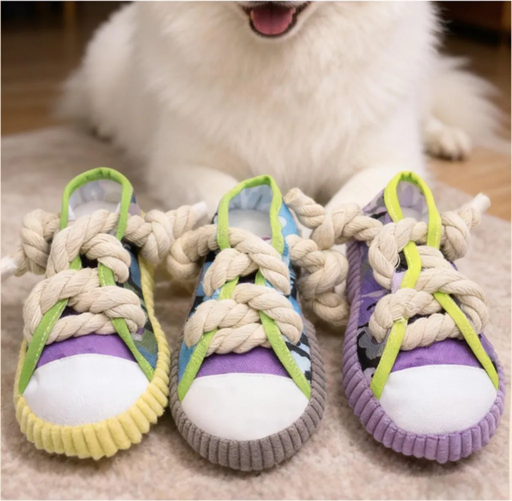 Scarpa in Tela per Cani Grigia | Gioco di Design con Squeaker INF - 8
