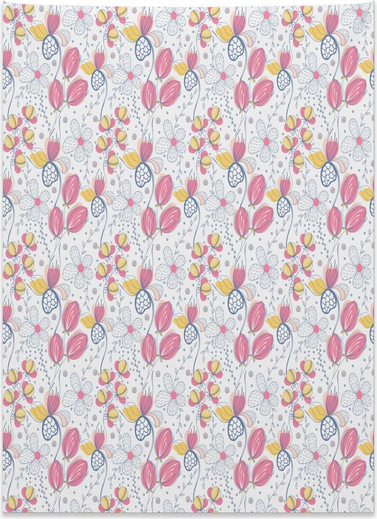 Abakuhaus Blumen Wandteppich, Frühling blüht Muster aus Weiches Mikrofaser Stoff Kein Verblassen Klare Farben Waschbar, 110 x 150 cm, Mehrfarbig