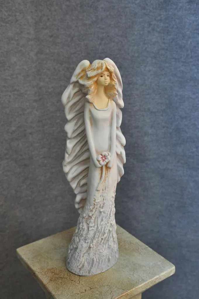 Statue Mariage Ange 5803 : Figure Abstraite en Résine Blanche - 25cm