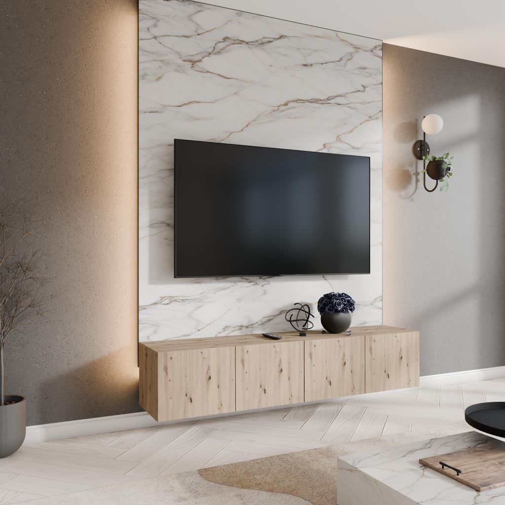 Margaret Hadas24 TV-Schrank Lyon Fernsehschrank TV-Lowboard 200 cm Hängend modernes Design Wohnzimmer Wandmontage, TV Möbel artisan