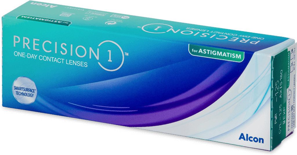 PRECISION1 for Astigmatism - 30 daily lenses - Sph: +2.25, Cyl: -1.75, Ax: 100, BC: 8.5, D: 14.5