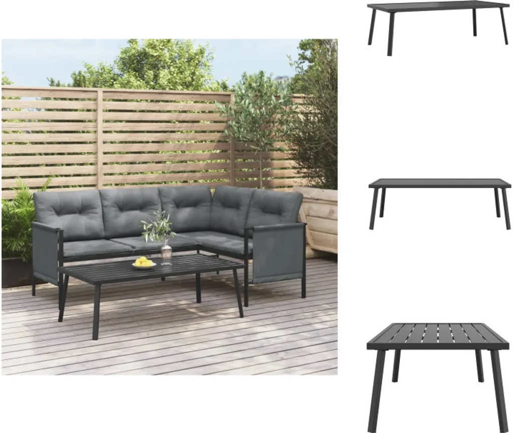 vidaXL Table de salon extérieur en acier anthracite design moderne