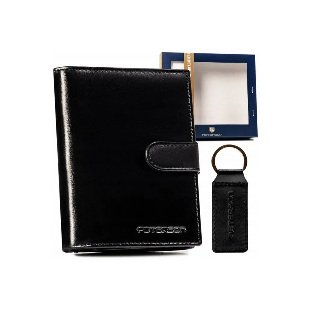 Affare! Set Peterson Portafoglio Uomo + Portachiavi Pelle RFID - 1