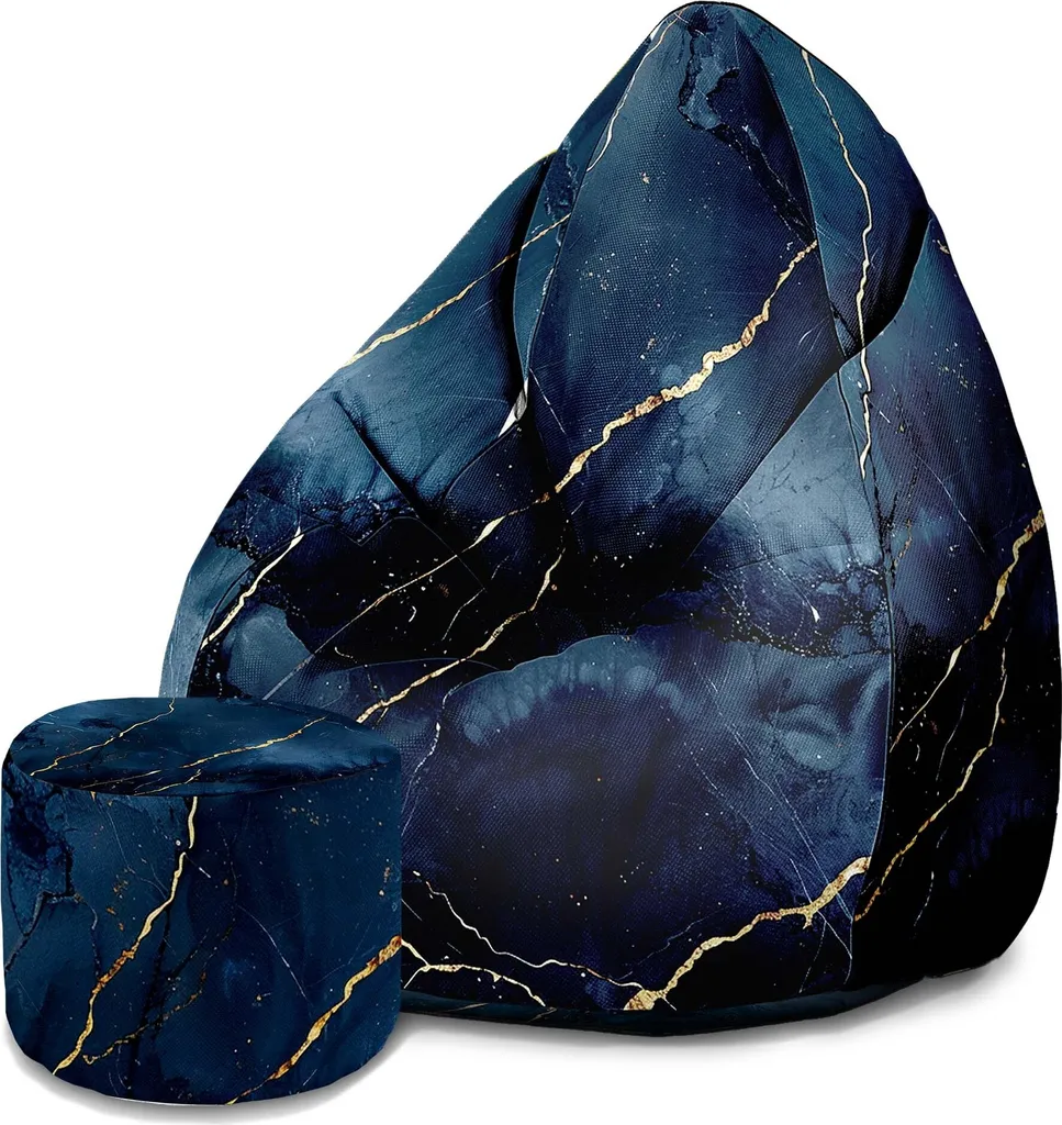 Dreamroots Bean Bag 80x80x120cm | Poltrona Sacco con Sgabello Mistero Nero