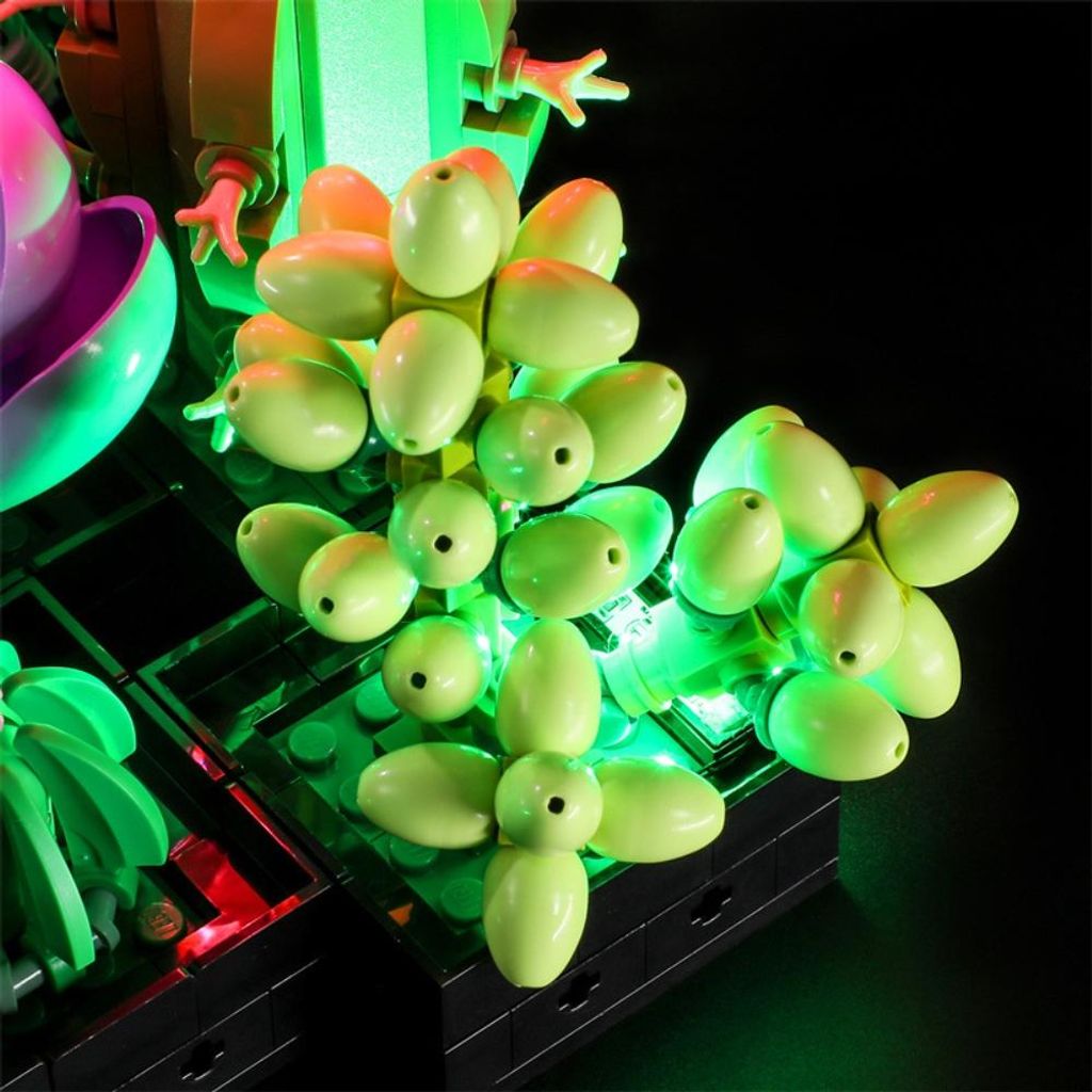 Sukkulenten-Bausatz, LED-Licht-Set, kompatibel mit Lego 10309, Pflanzen-Dekoration, Heim- und Büro-Dekoration (nur Lichter-Set, kein Modell).