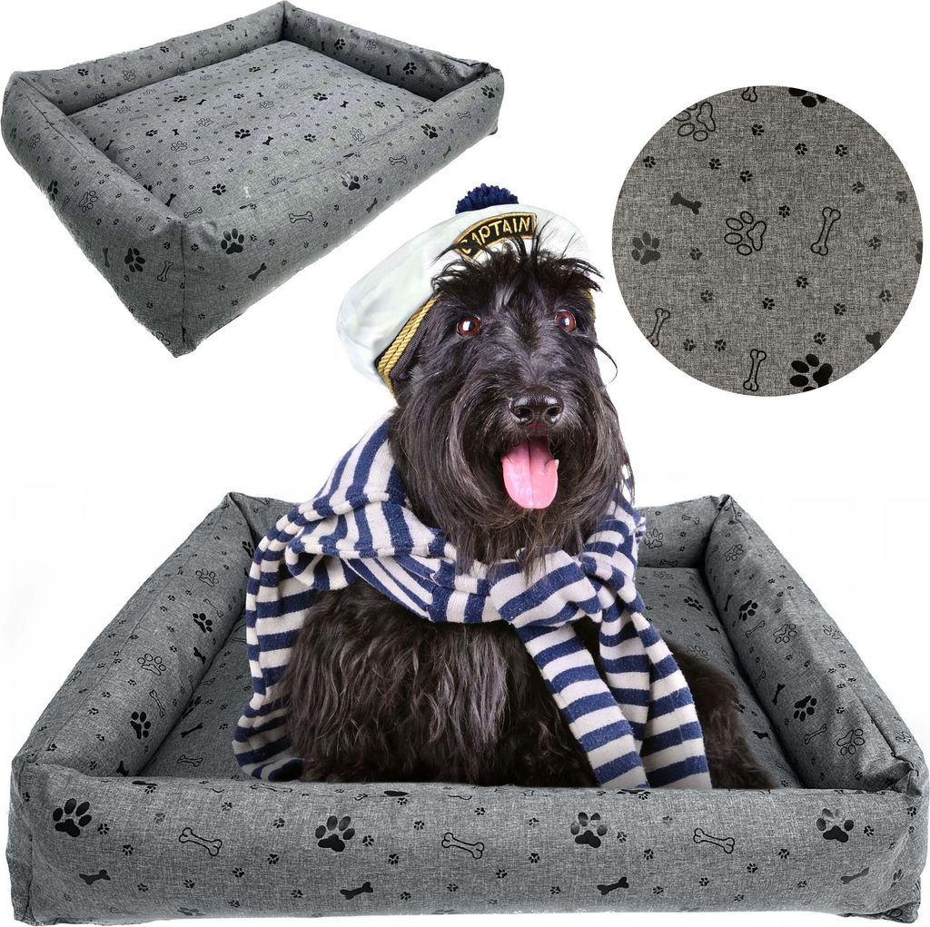 Hundebett Katzenbett 100x75 Cm Hundekissen Hundesofa Hundekorb Hundecouch Sofa Knochen Schwarz
