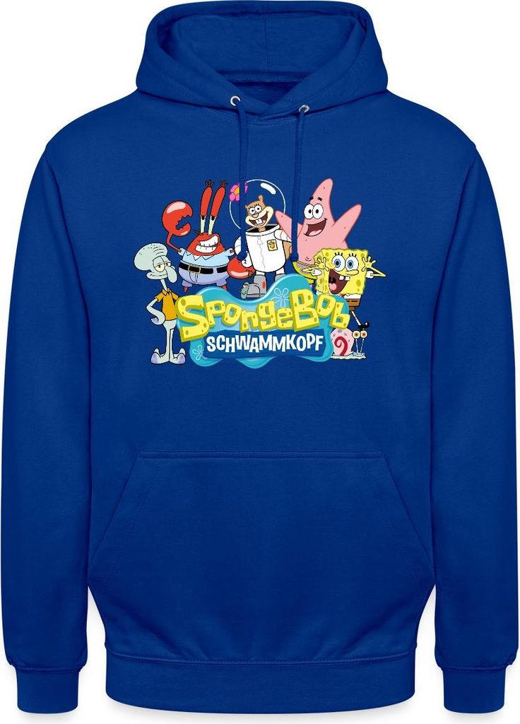 Spreadshirt SpongeBob Schwammkopf Logo Patrick Thaddäus Krabs Uni Hoodie, M, Royalblau